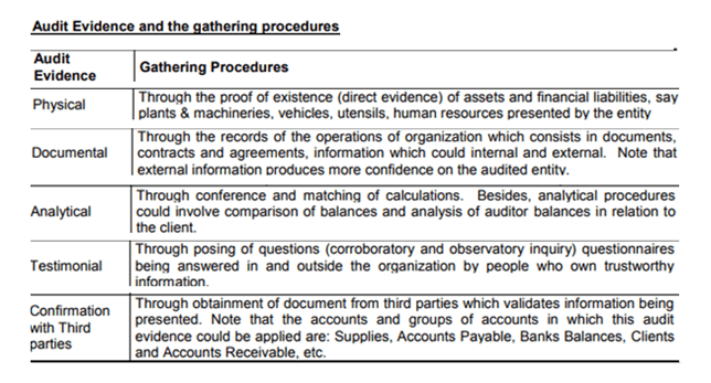 audit evidence procedure